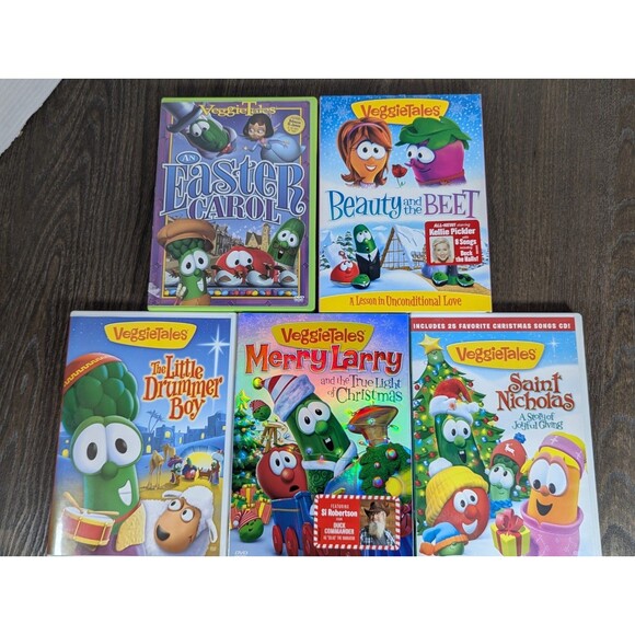 LOT OF 5 VeggieTales Holiday DVD Easter Carol Merry Larry Drummer Boy Saint Nick - Picture 2 of 2